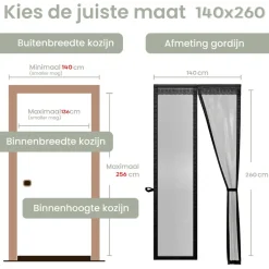 O'DADDY Deurgordijn Deluxe FIBER - Magnetisch Vliegengordijn 140x260 Zwart Hot