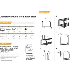 O'DADDY Dubbel Kledingrek met Schoenenrek - Zwart - 110x33x(137-157) cm Discount