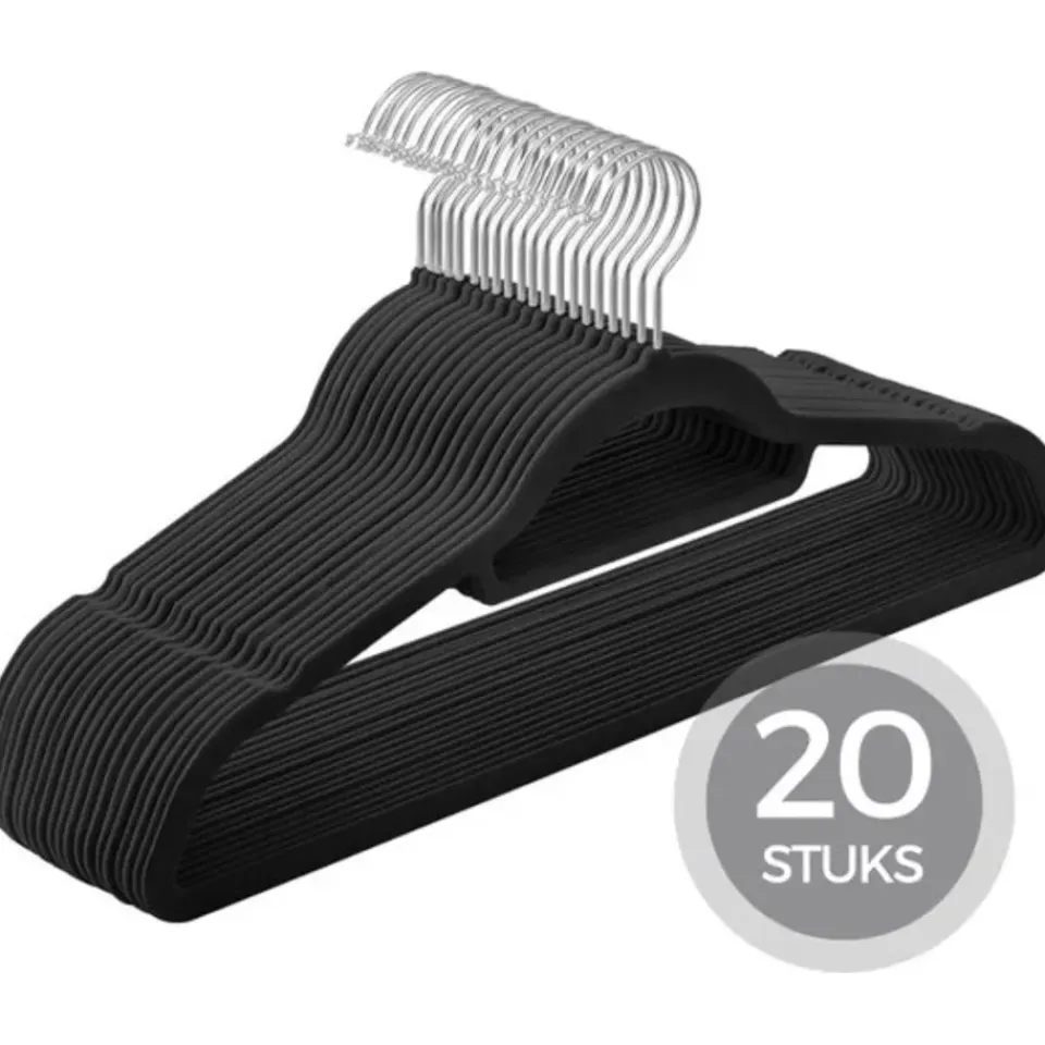 O'DADDY Fluwelen Kledinghangers - 20 Stuks - Antislip - Zwart