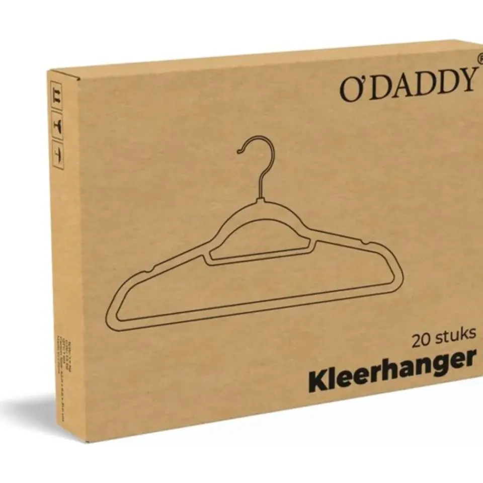 O'DADDY Fluwelen Kledinghangers - 20 Stuks - Antislip - Zwart