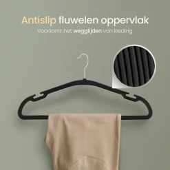 O'DADDY Fluwelen Kledinghangers - 20 Stuks - Antislip - Zwart