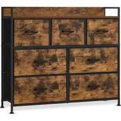 O'DADDY Industrieel Ladekast - 7 Laden - Vintage Bruin/Zwart - 28,5x98x85 cm Outlet