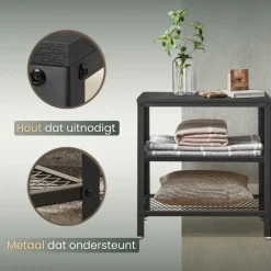 O'DADDY Industriële Wandtafel - 2 Gaasplanken - 60x30x60 cm - Zwart Sale