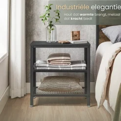 O'DADDY Industriële Wandtafel - 2 Gaasplanken - 60x30x60 cm - Zwart Sale