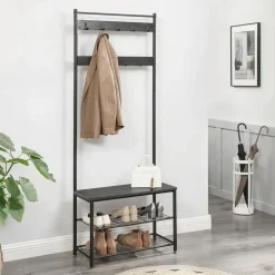 O'DADDY Kapstok met Schoenenrek - Zwart - 9 Haken - 2-Laags Rek Sale