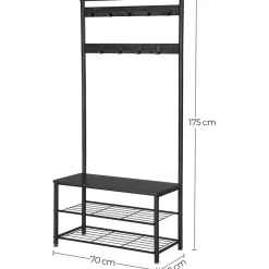 O'DADDY Kapstok met Schoenenrek - Zwart - 9 Haken - 2-Laags Rek Sale