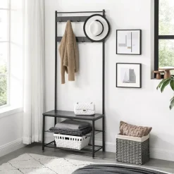 O'DADDY Kapstok met Schoenenrek - Zwart - 9 Haken - 2-Laags Rek Sale