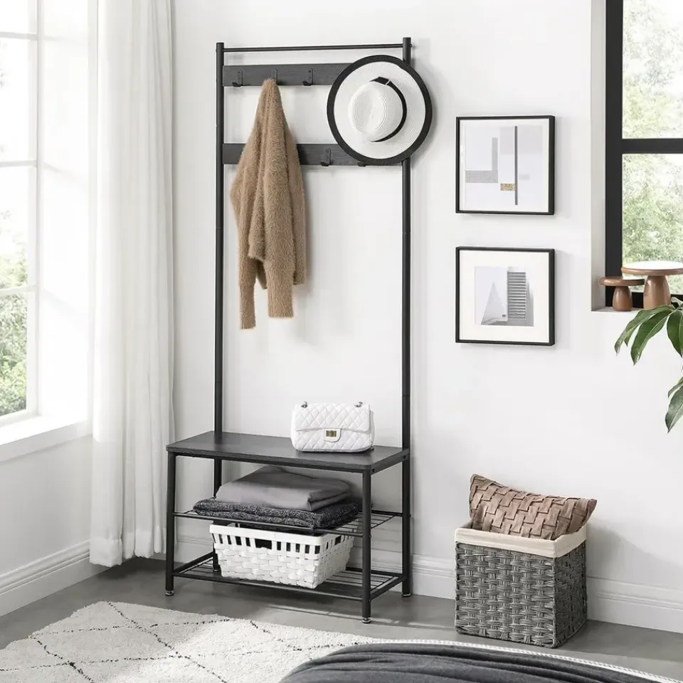 O'DADDY Kapstok met Schoenenrek - Zwart - 9 Haken - 2-Laags Rek Sale