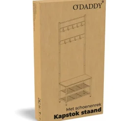 O'DADDY Kapstok met Schoenenrek - Zwart - 9 Haken - 2-Laags Rek Sale