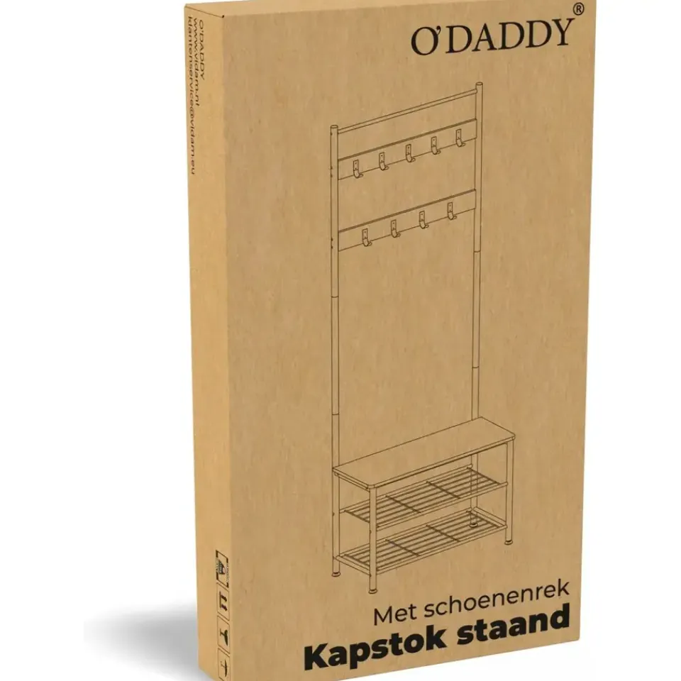 O'DADDY Kapstok met Schoenenrek - Zwart - 9 Haken - 2-Laags Rek Sale