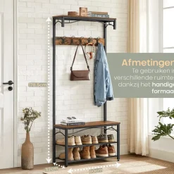 O'DADDY O’DADDY Kapstok met Schoenenrek – 15 Haken – 2-Laags – 80x32x178,5 cm