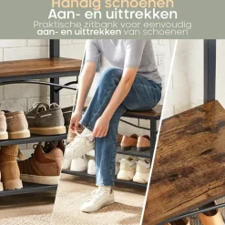 O'DADDY O’DADDY Kapstok met Schoenenrek – 15 Haken – 2-Laags – 80x32x178,5 cm