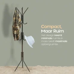 O'DADDY ® Kapstok Staand - Opbergrek - 12 Haken - Vrijstaand Garderoberek