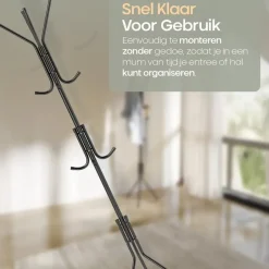 O'DADDY ® Kapstok Staand - Opbergrek - 12 Haken - Vrijstaand Garderoberek