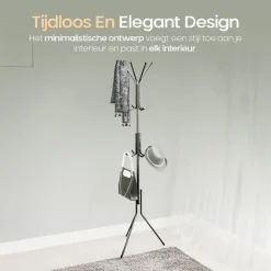 O'DADDY ® Kapstok Staand - Opbergrek - 12 Haken - Vrijstaand Garderoberek