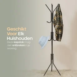 O'DADDY ® Kapstok Staand - Opbergrek - 12 Haken - Vrijstaand Garderoberek