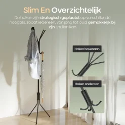 O'DADDY ® Kapstok Staand - Opbergrek - 12 Haken - Vrijstaand Garderoberek