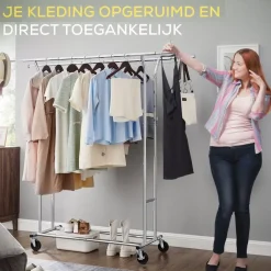 O'DADDY Kledingrek - Dubbele Stang - Uitschuifbaar & Verstelbaar - 110 kg