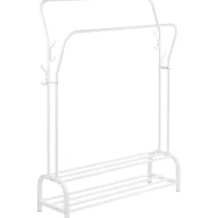 O'DADDY Kledingrek met Dubbel Schoenenrek - Wit - 110x33x(137-157) cm New