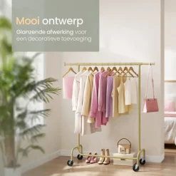 O'DADDY Kledingrek op Wielen - 130 Kg Draagvermogen - Verchroomd Metaal Clearance