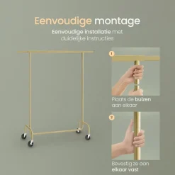 O'DADDY Kledingrek op Wielen - 130 Kg Draagvermogen - Verchroomd Metaal Clearance
