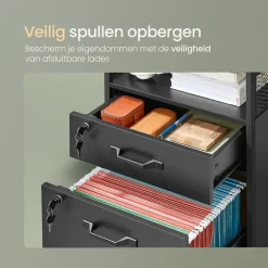 O'DADDY Ladekast - Nachtkastje - 44x42x69 cm - Zwart - Mobiel en Duurzaam Sale