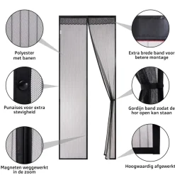 O'DADDY Magnetisch Vliegengordijn - Deurgordijn 100x230cm - Zwart Outlet