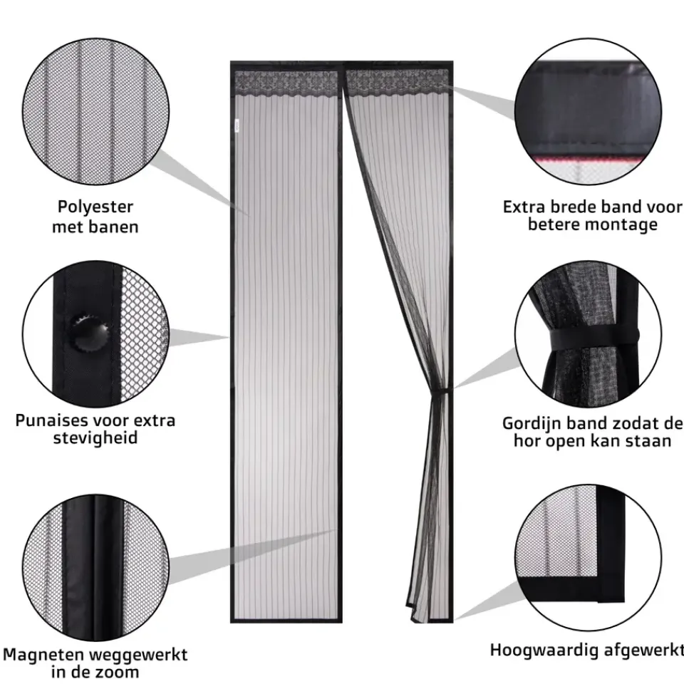 O'DADDY Magnetisch Vliegengordijn - Deurgordijn 100x230cm - Zwart Outlet