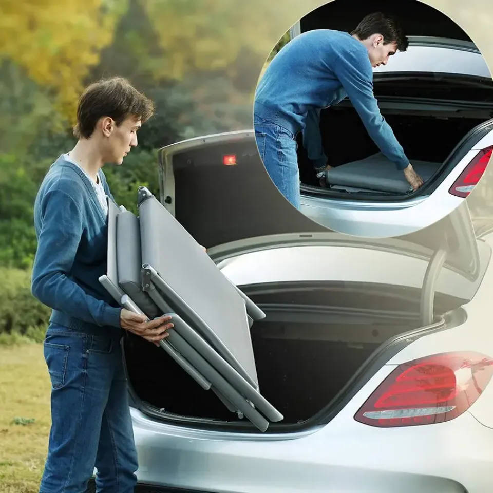 O'DADDY Opvouwbaar Ligbed met Hoofdsteun - 183x60x39 cm - Grijs Clearance