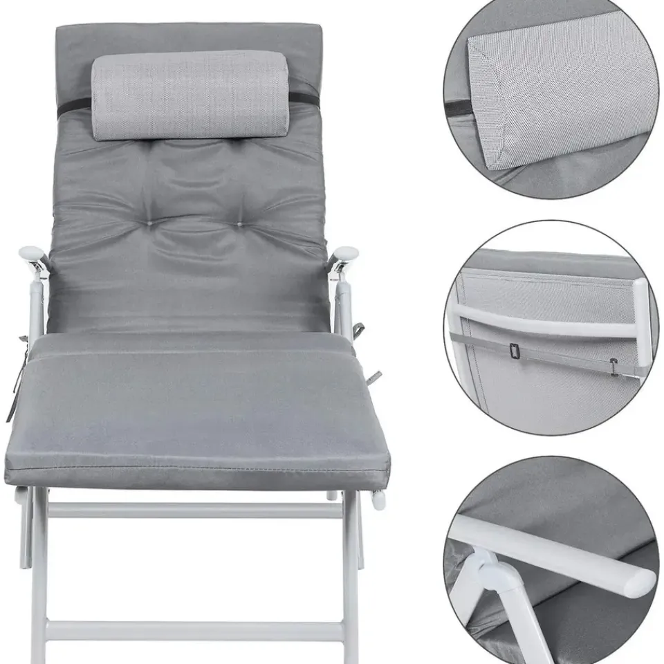 O'DADDY Opvouwbaar Ligbed met Hoofdsteun - 183x60x39 cm - Grijs Clearance