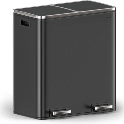 O'DADDY O’DADDY Prullenbak 60L - 2 Vakken - Voetbediening - Soft-Close - Zwart Discount