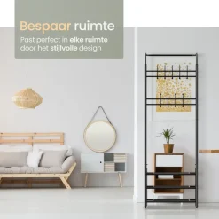 O'DADDY Staande Kapstok met Schoenenrek - Zwart Metaal Outlet