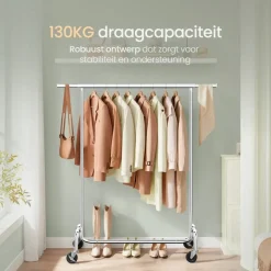 O'DADDY Verstelbaar Kledingrek op Wieltjes - Stabiel tot 130 kg - Zilver Clearance