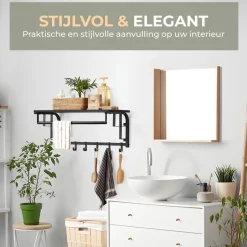 O'DADDY Wandkapstok met 5 Haken - Zwart/Donkergrijs - 66x30x27 cm Sale