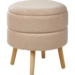 Leen Bakker OKATON - Hocker met opbergruimte - Beige - Bouclé New