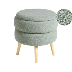 Leen Bakker OKATON - Hocker met opbergruimte - Groen - Bouclé Discount