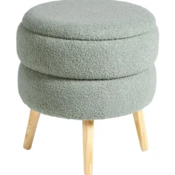 Leen Bakker OKATON - Hocker met opbergruimte - Groen - Bouclé Discount