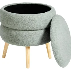 Leen Bakker OKATON - Hocker met opbergruimte - Groen - Bouclé Discount
