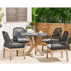 Beliani OLBIA - Tuinset voor 4 Rond - Grijs/Zwart - Vezelcement Outlet