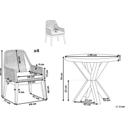 Beliani OLBIA - Tuinset voor 4 Rond - Grijs/Zwart - Vezelcement Outlet