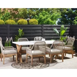 Beliani OLBIA - Tuinset voor 6 stoelen - Wit/Beige - Vezelcement Hot