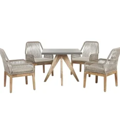 Beliani OLBIA - Tuinset voor 4 Vierkant - Grijs/Beige - Vezelcement Clearance