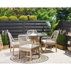 Beliani OLBIA - Tuinset voor 4 Vierkant - Grijs/Beige - Vezelcement Clearance