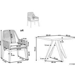 Beliani OLBIA - Tuinset voor 4 Vierkant - Grijs/Beige - Vezelcement Clearance