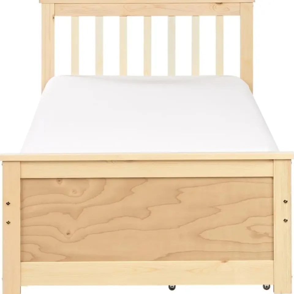 Beliani OLENDON - Bed met opbergruimte - Lichtbruin - 90 x 200 cm - Dennenhout Clearance