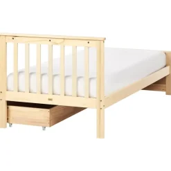 Beliani OLENDON - Bed met opbergruimte - Lichtbruin - 90 x 200 cm - Dennenhout Clearance