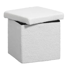 Leen Bakker Opbergbox Teddy - opvouwbaar - off-white - 37,5x38x38 cm Best