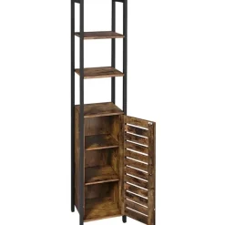 Parya Home Opbergkast - Staande smalle kast - 3 Open Planken Rustiek Bruin Online