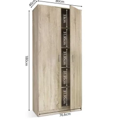 Rousseau Opbergkast Ray 80cm met 2 deuren en 4 legplanken - sonoma eik New