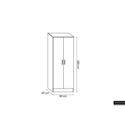 Rousseau Opbergkast Ray 60cm met 2 deuren en 4 legplanken - grijze eik Discount
